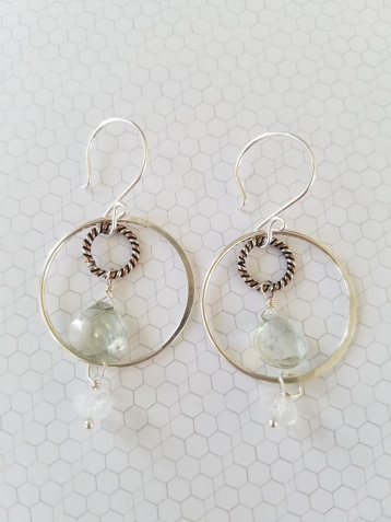 Green Amethyst & Moonstone Circle earrings